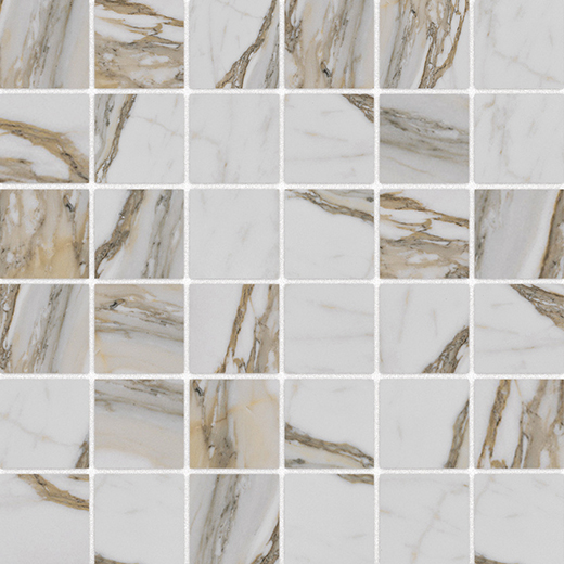 Luxury Imperial Gold Calacatta Matte 2"x2" Mosaic | Color Body Porcelain | Floor/Wall Mosaic