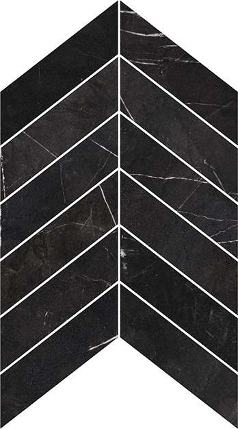 Luxury Regal Black Polished 2"x6" Chevron Mosaic | Color Body Porcelain | Floor/Wall Mosaic