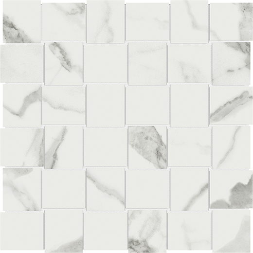 Oxford Statuario Venato Matte 2"x2" Basketweave | Glazed Porcelain | Floor/Wall Mosaic