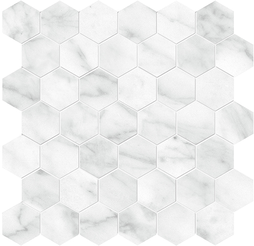 Palladium Carrara Abisso Matte 2" Hexagon Mosaic | Porcelain | Floor/Wall Mosaic
