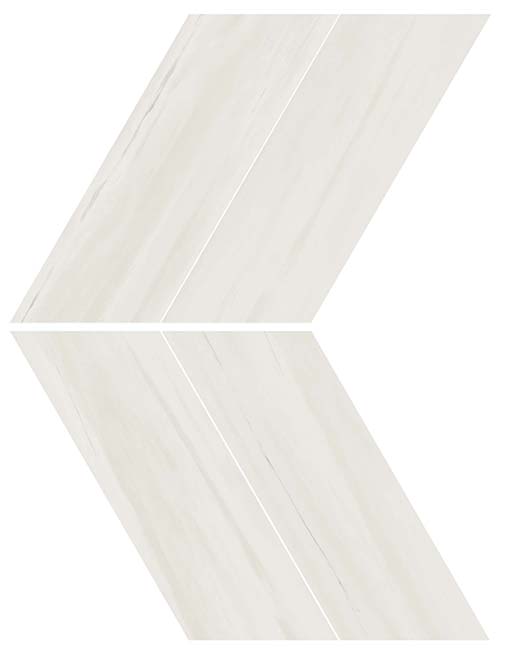 Resplendent Bianco Dolomite Polished 4"X10-3/8" Chevron Mosaic | Color Body Porcelain | Floor/Wall Mosaic