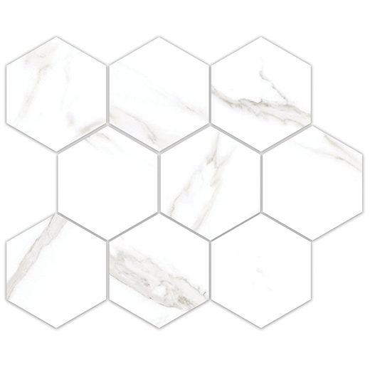 Suave White Matte 4" Hex (11.75x11.75 Mosaic Sheet) | Glazed Porcelain | Floor/Wall Mosaic