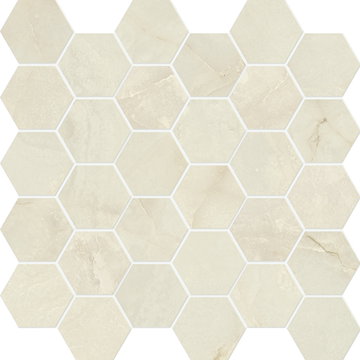 Wisp Avorio Polished 2" Hexagon | Color Body Porcelain | Floor/Wall Mosaic