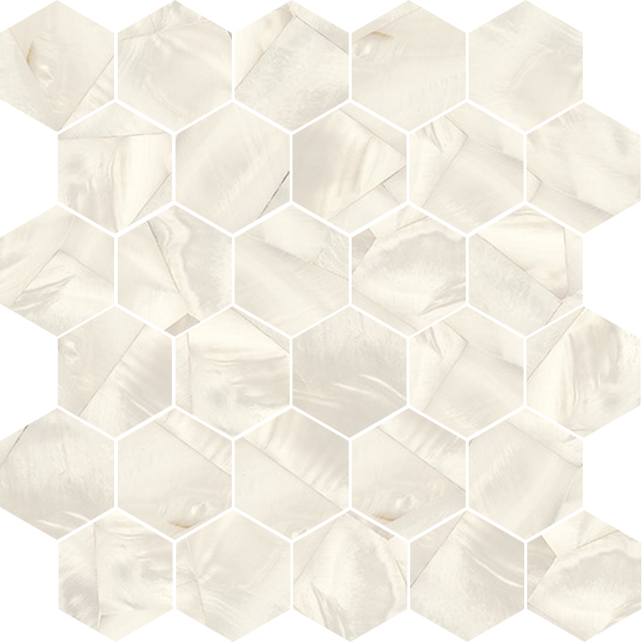 Wisp Grigio/Deco Polished 2" Hexagon | Color Body Porcelain | Floor/Wall Mosaic