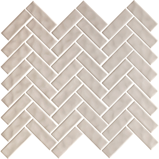 Captiva Bianco Sporco Glossy 1"X3" Herringbone | Glazed Porcelain | Floor/Wall Mosaic