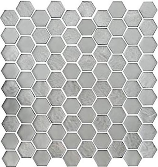 Glimmer Silver Mix Hexagon | Glass | Wall Mosaic