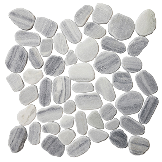 Natural Stone Pebbles Sliced Cloudy Natural Oval Sliced Pebbles Mosaic | Stone | Floor/Wall Mosaic
