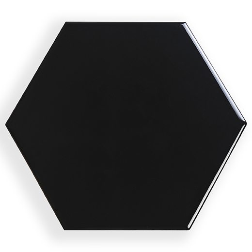 Prismatics Black Gloss 7"x6" Hexagon | Ceramic | Wall Tile