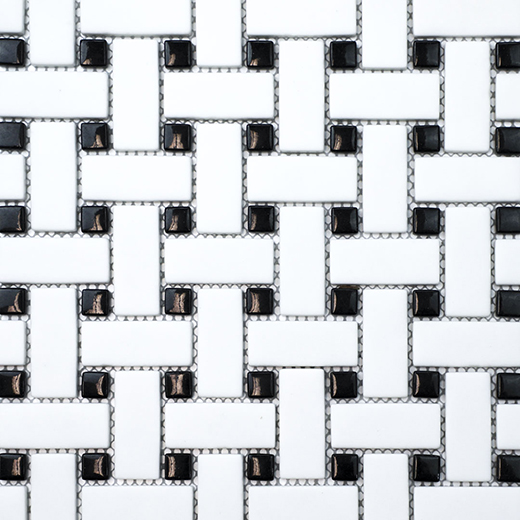 San Marino Black Matte Basketweave Mosaic | Enamel | Floor/Wall Mosaic