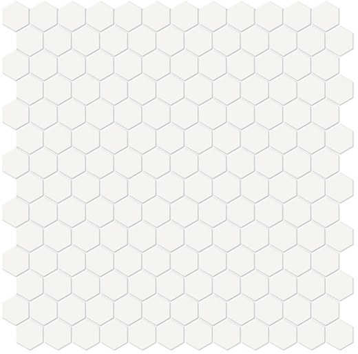 Simplicity Canvas White Matte 1" Hexagon (12"x12" Mosaic Sheet) | Glazed Porcelain | Floor/Wall Mosaic