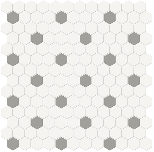 Simplicity Cement Chic Matte 1"Hexagon w/ Insert (12"x12" Mosaic Sheet) | Glazed Porcelain | Floor/Wall Mosaic