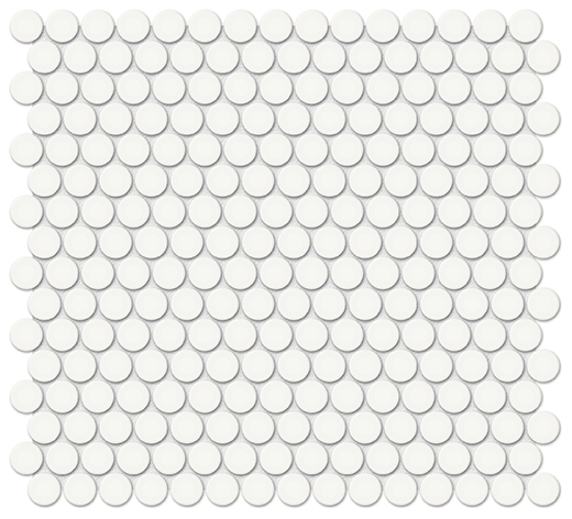 Simplicity Canvas White Matte .75" Penny Round (12"x12" Mosaic Sheet) | Glazed Porcelain | Floor/Wall Mosaic
