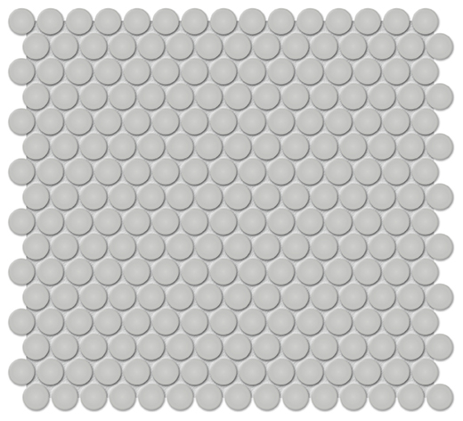 Simplicity Loft Grey Matte .75" Penny Round (12"x12" Mosaic Sheet) | Glazed Porcelain | Floor/Wall Mosaic